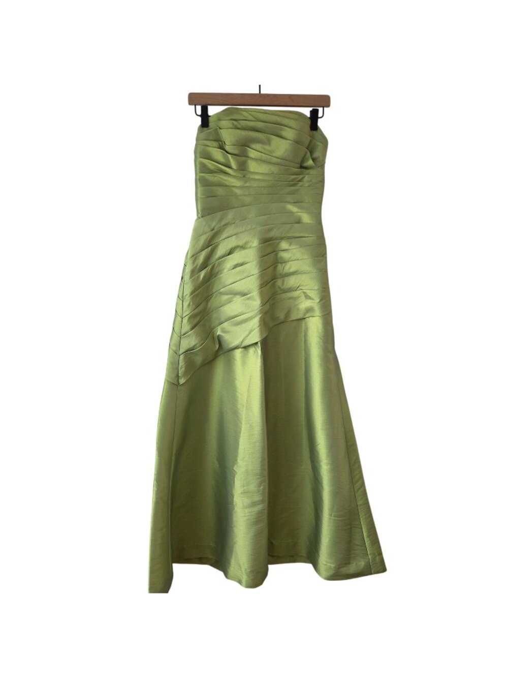 Mori Lee Madeline Gardner Green Satin Strapless Evening Dress Gown Size 10